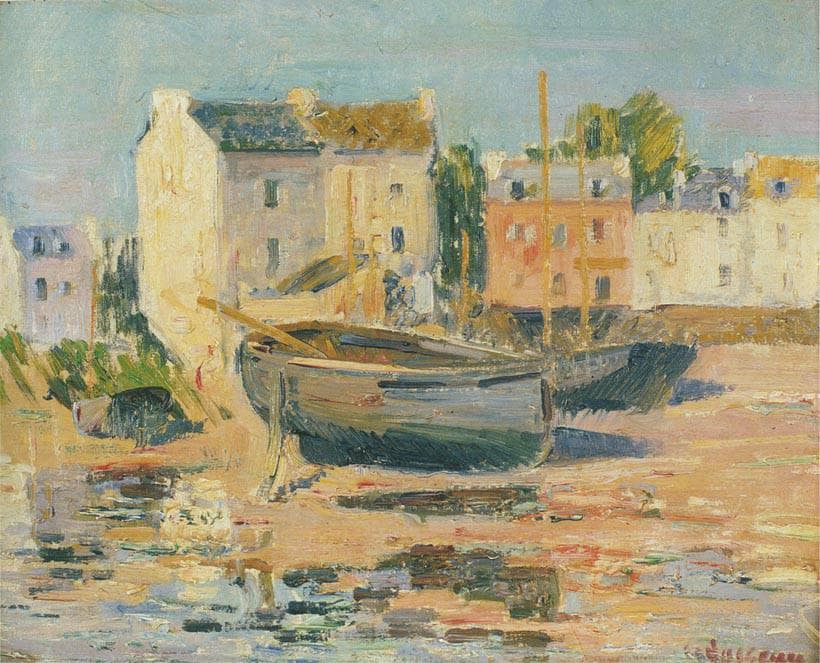 Ships at Port by Gustave Loiseau — hand-painted architectural oil painting reproduction on canvas