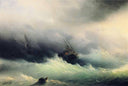 Ships in a Storm by Ivan Aivazovsky — ships oil painting wall art, Romanticism