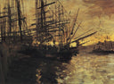 Ships in Marseilles Port by Konstantin Korovin — ships oil painting wall art, Impressionism