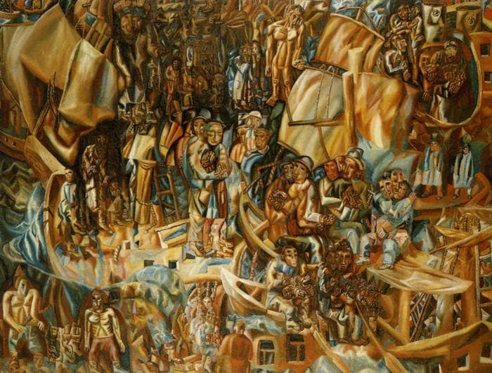 Ships by Pavel Filonov — hand-painted abstract oil painting reproduction on canvas