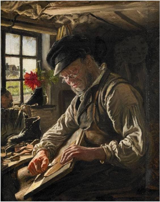 Shoemaker by Peder Severin Kroyer — hand-painted portrait oil painting reproduction on canvas