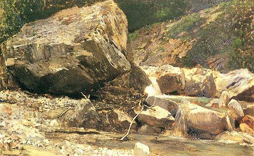 Shore of a mountain stream - Michele Cammarano