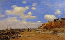 Shoreline with Rising Tide, October by Eugene Boudin — hand-painted landscape oil painting reproduction on canvas