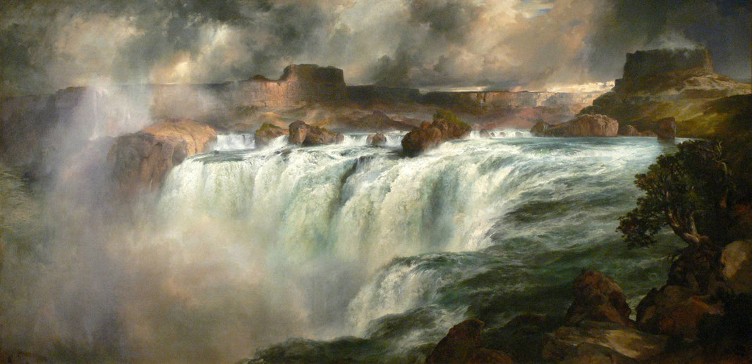 Shoshone Falls on the Snake River by Thomas Moran, hand-painted landscape oil painting reproduction on canvas