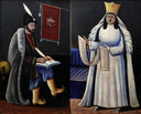Shota Rustaveli and Queen Tamar by Niko Pirosmani — hand-painted cultural oil painting reproduction on canvas