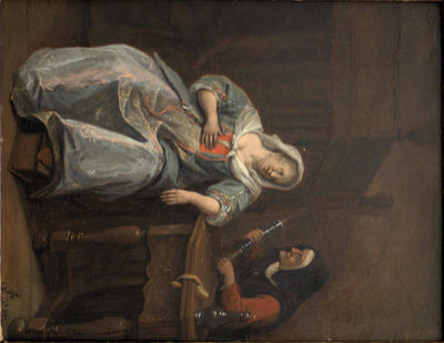 Sick woman in living room