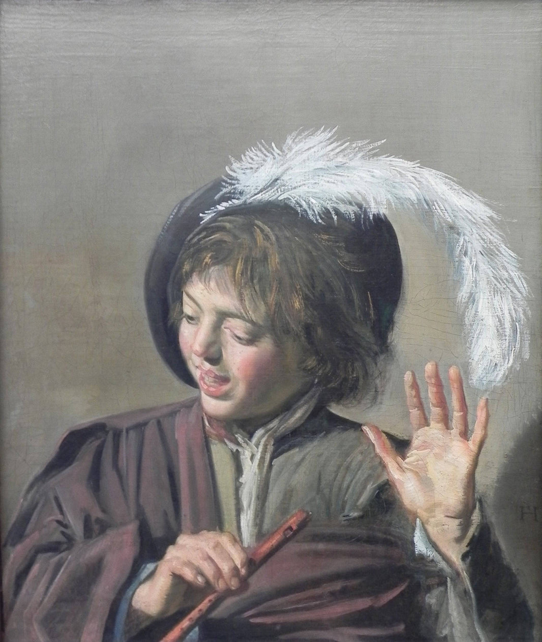 Singing Boy with a Flute by Frans Hals, hand-painted portrait oil painting reproduction on canvas