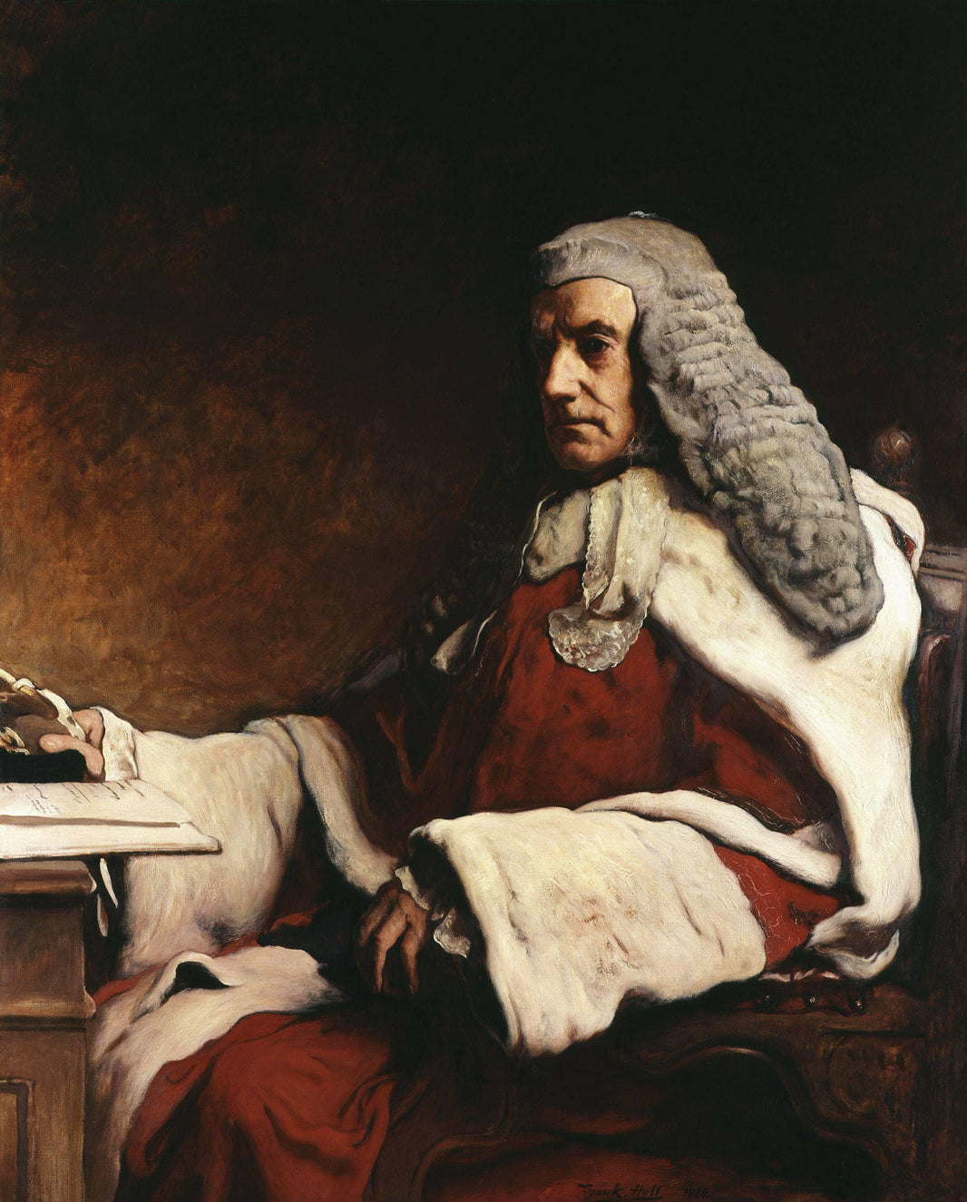 Sir John Walter Huddleston, an English judge by Frank Holl — hand-painted portrait oil painting reproduction on canvas