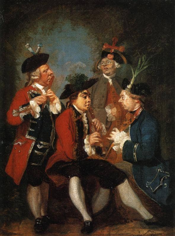 Sir Thomas Kennedy, James Caulfeild, Mr. Ward and Mr. Phelps by Joshua Reynolds — hand-painted portrait oil painting reproduction on canvas