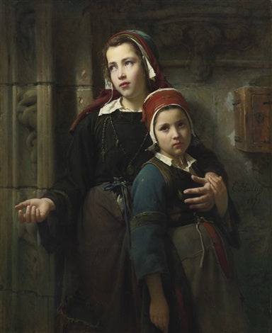 Sisters by Émile Auguste Hublin — hand-painted portrait oil painting reproduction on canvas