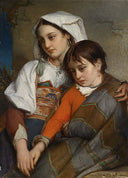 Sisters by Jean-François Portaels — male oil painting wall art, Academicism