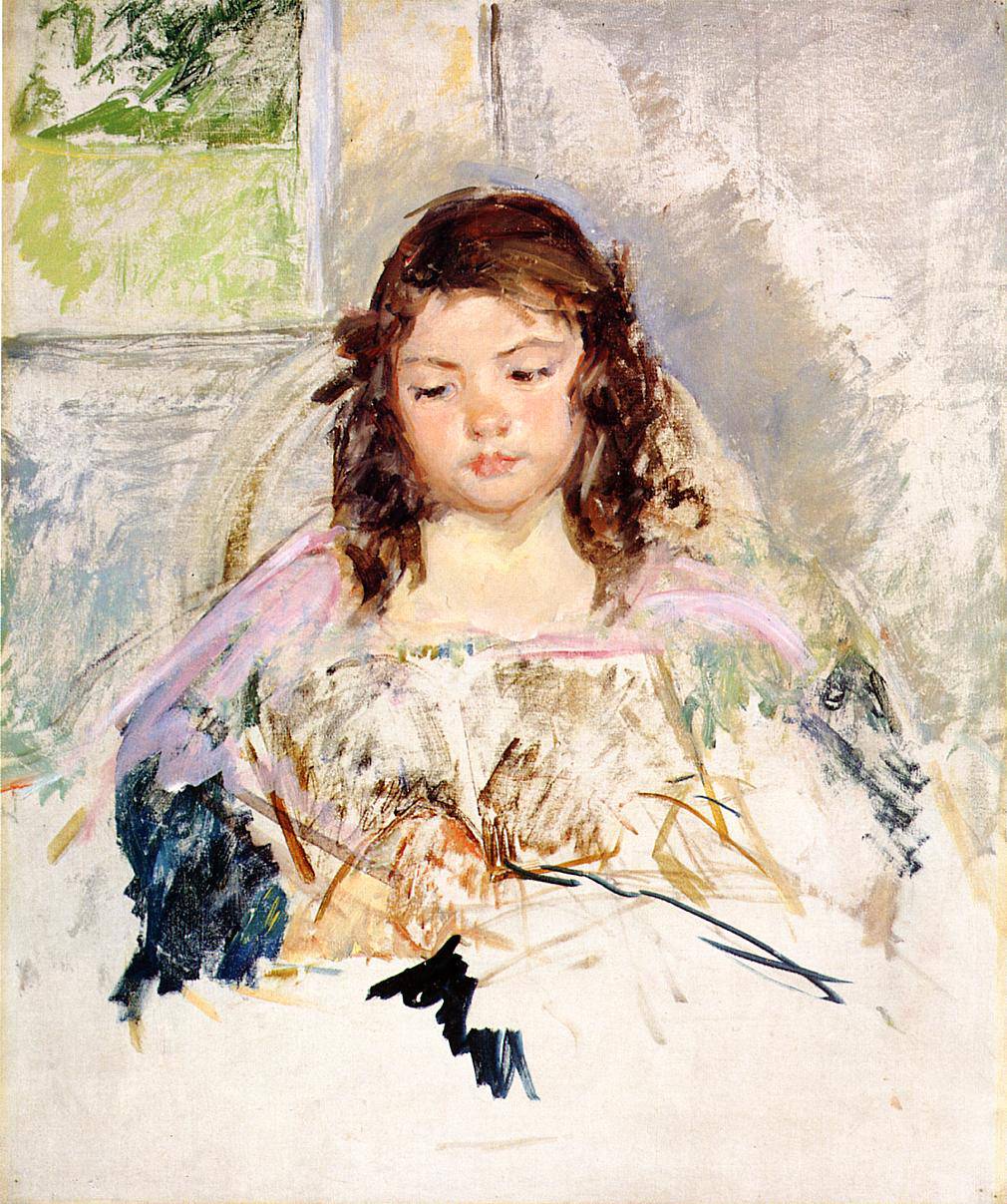 Sketch for 'Francoise in a Round Backed Chair, Reading' or 'A Girl in Pink' by Mary Cassatt, hand-painted portrait oil painting reproduction on canvas