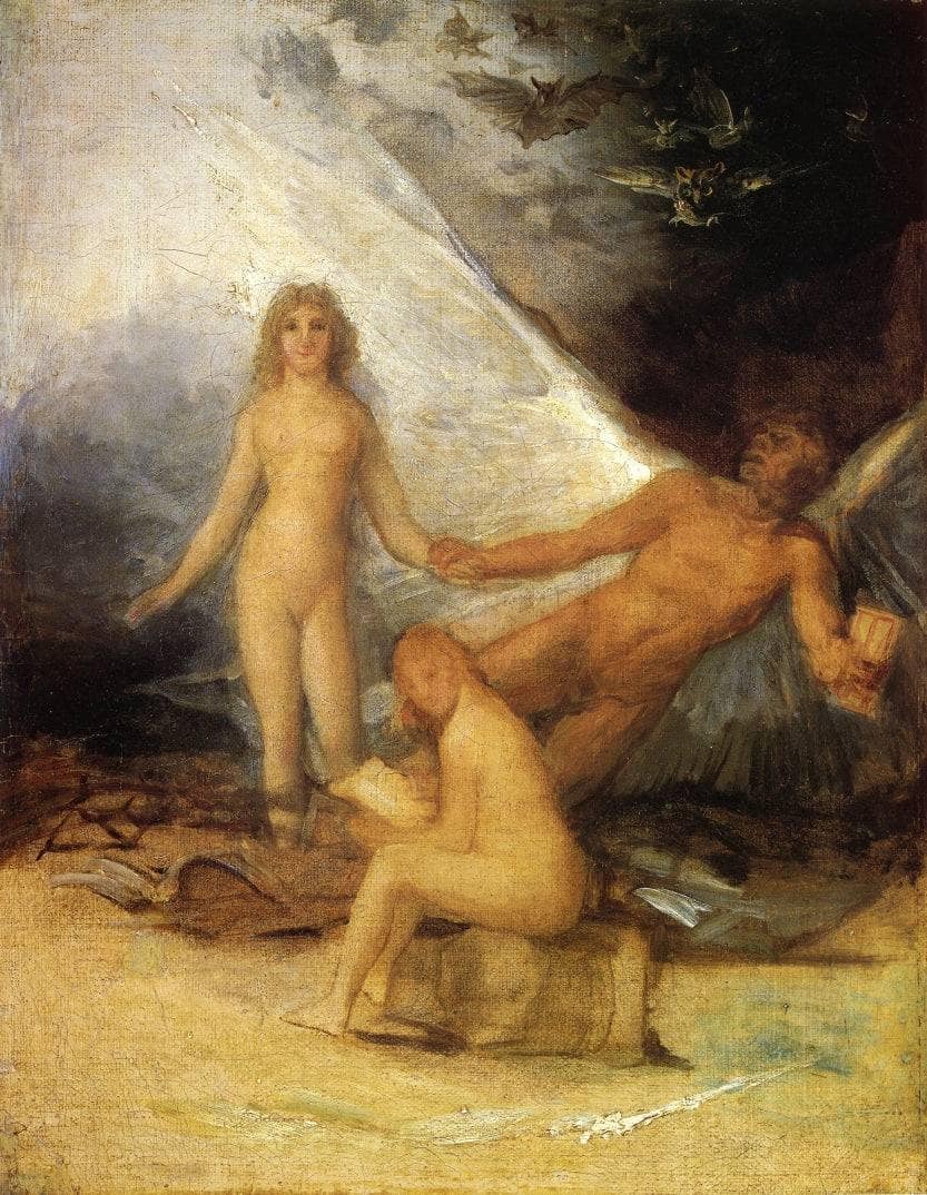 Sketch for Truth Rescued by Time, Witnessed by History by Francisco Goya — hand-painted cultural oil painting reproduction on canvas