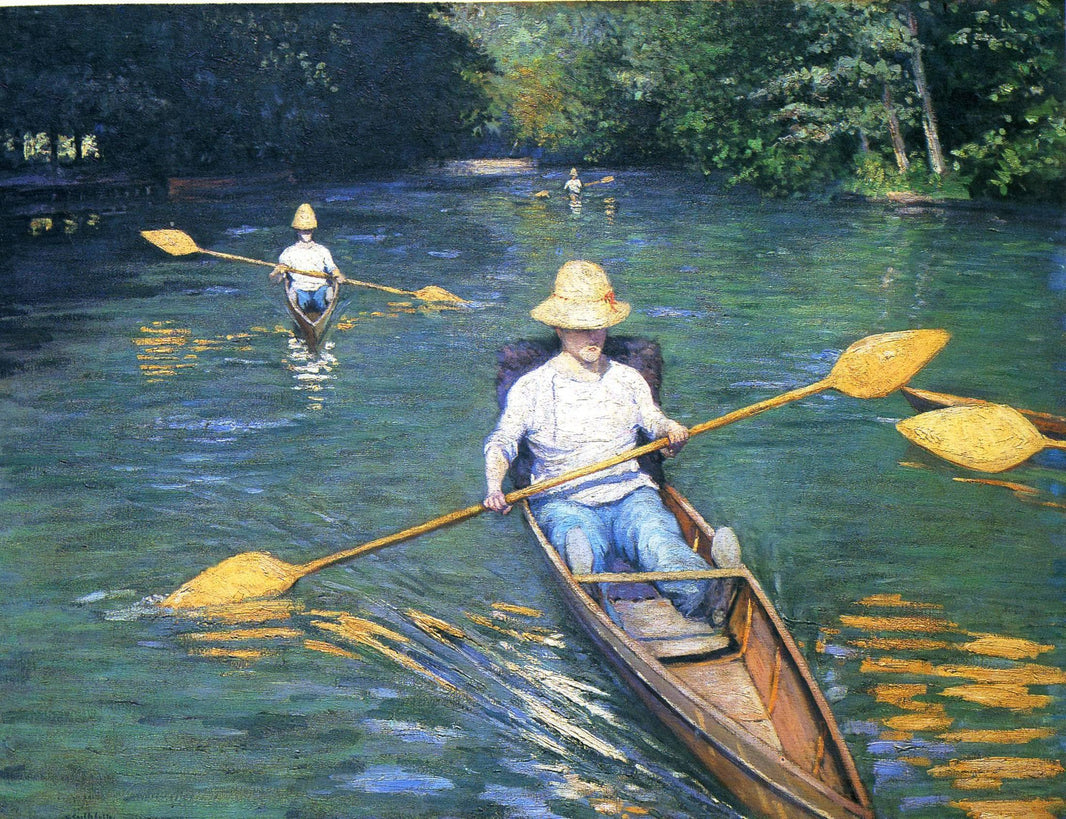 Skiffs on the Yerres by Gustave Caillebotte — hand-painted landscape oil painting reproduction on canvas