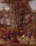 Skittle Players outside an Inn by Jan Steen — group oil painting wall art, Baroque