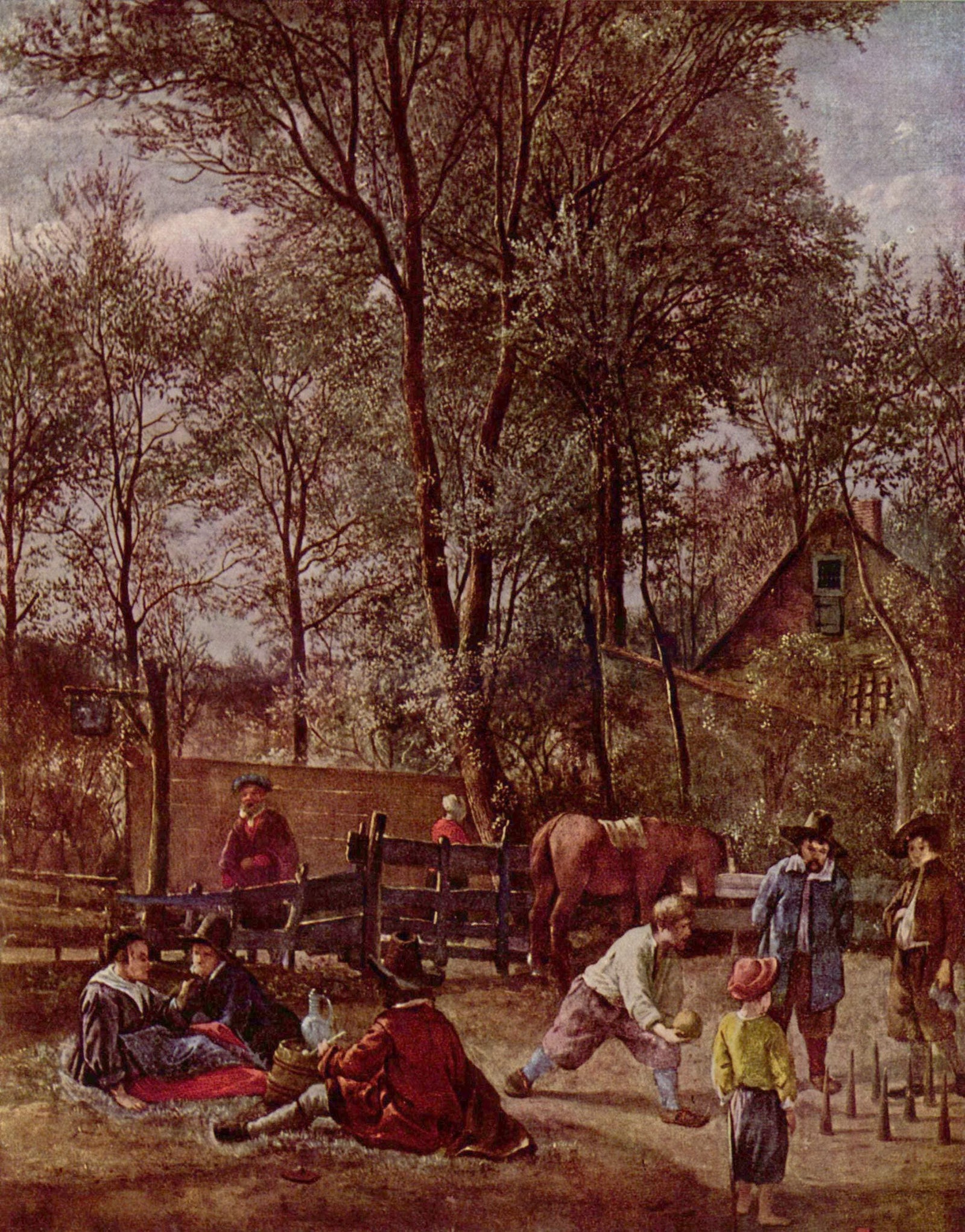 Skittle Players outside an Inn