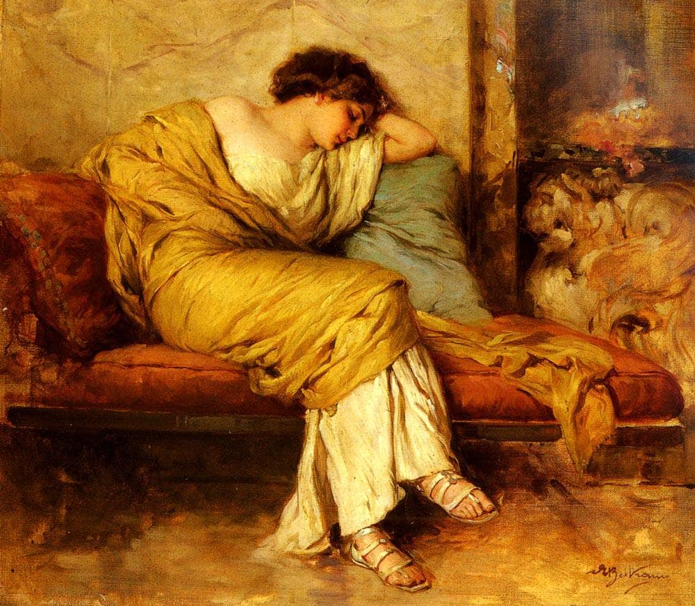 Sleeping Figure by Achille Beltrame — hand-painted portrait oil painting reproduction on canvas