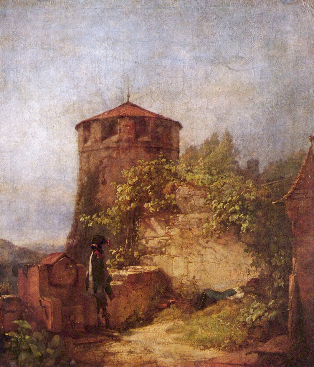 Sleeping guards by Carl Spitzweg — hand-painted architectural oil painting reproduction on canvas