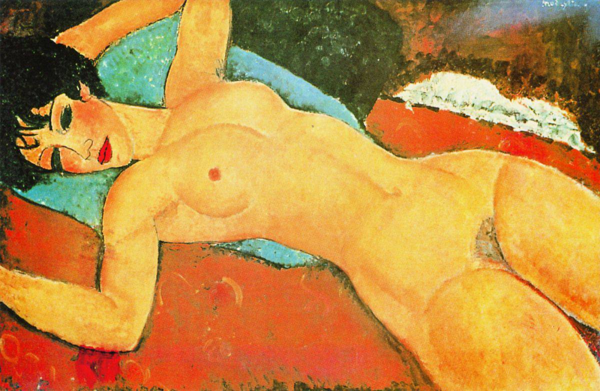 Sleeping Nude with Arms Open (Red Nude) - Amedeo Modigliani
