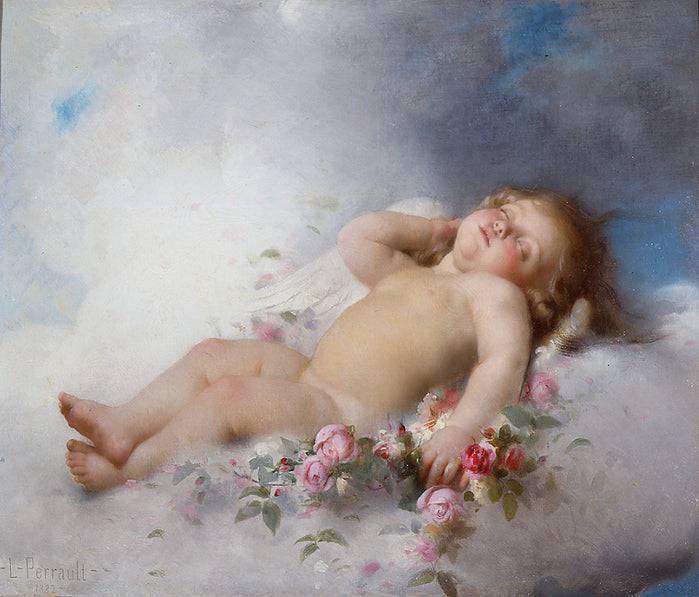 Sleeping Putto by Léon Bazile Perrault, hand-painted portrait oil painting reproduction on canvas