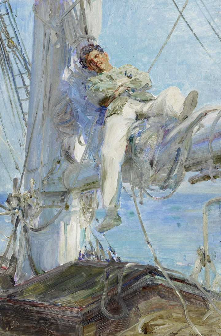 Sleeping Sailor by Henry Scott Tuke — hand-painted nautical oil painting reproduction on canvas