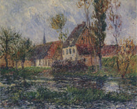 Small Farm by the Eure River by Gustave Loiseau — hand-painted architectural oil painting reproduction on canvas