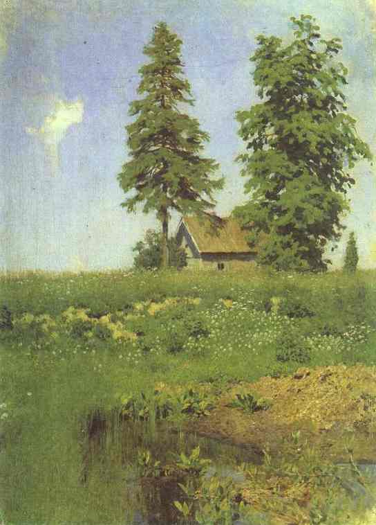 Small hut in a Meadow - Isaac Levitan