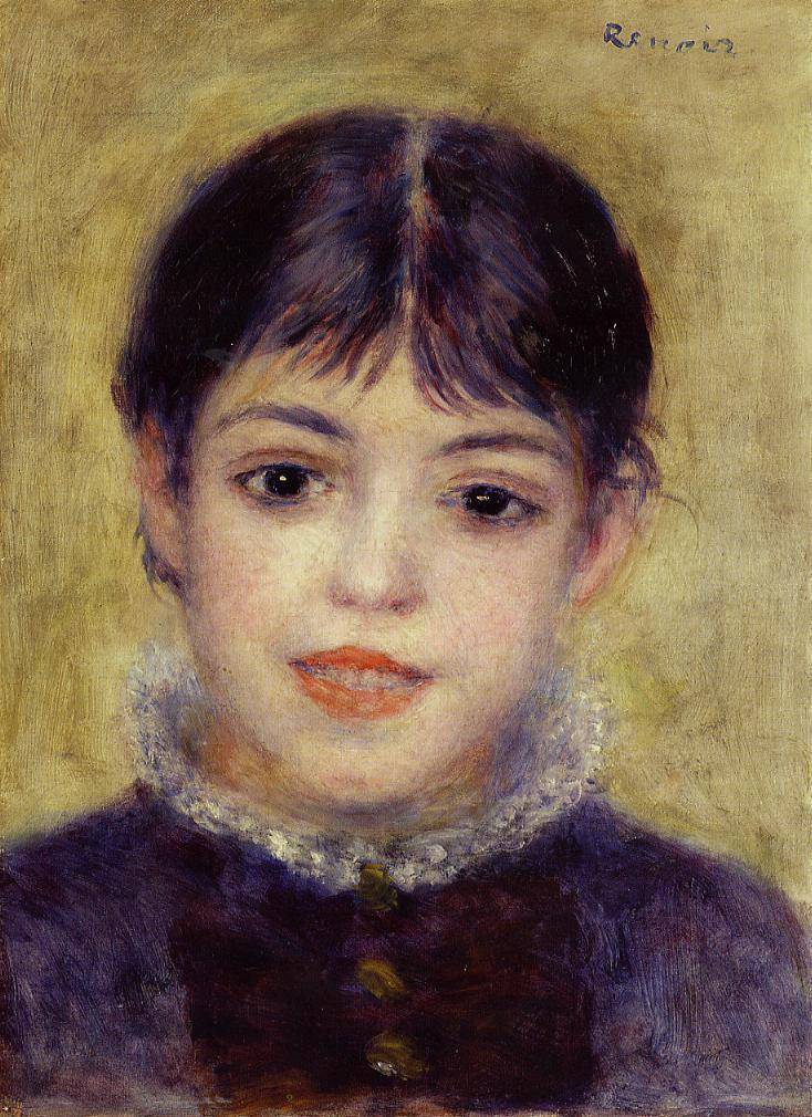 Smiling Young Girl by Pierre-Auguste Renoir — hand-painted portrait oil painting reproduction on canvas