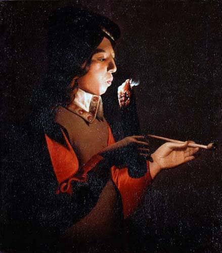 Smoker by Georges de la Tour — hand-painted portrait oil painting reproduction on canvas