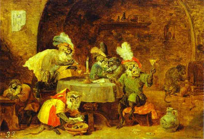 Smokers and Drinkers by David Teniers the Younger — oil painting reproduction
