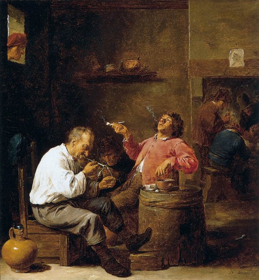 Smokers in an Interior by David Teniers the Younger — hand-painted still oil painting reproduction on canvas