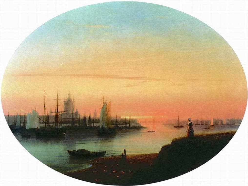 Smolny Convent Sunset by Ivan Aivazovsky — hand-painted landscape oil painting reproduction on canvas