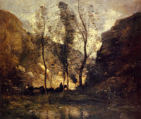 Smugglers by Camille Corot — hand-painted landscape oil painting reproduction on canvas