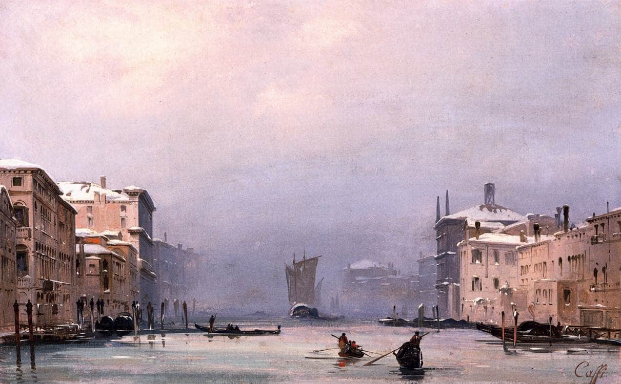 Snow and Fog on the Grand Canal - Ippolito Caffi