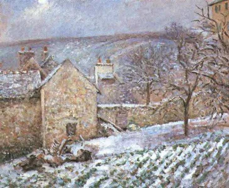 Snow at the Hermitage, Pontoise - Camille Pissarro