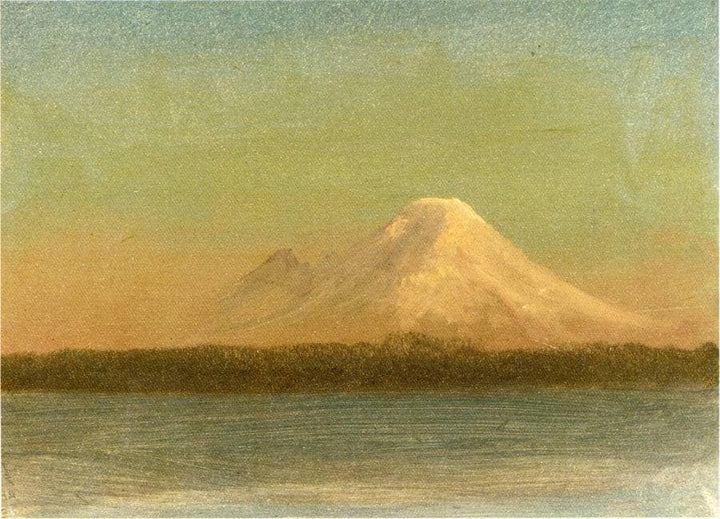 Snow Capped Moutain at Twilight by Albert Bierstadt — hand-painted landscape oil painting reproduction on canvas