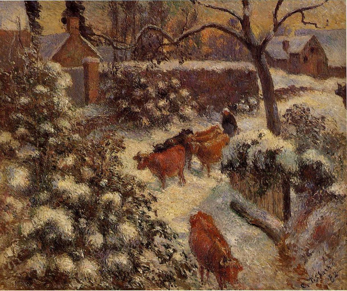 Snow Effect in Montfoucault - Camille Pissarro