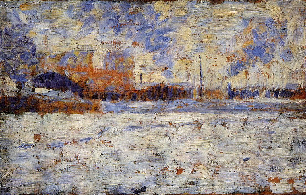 Snow Effect: Winter in the Suburbs by Georges Seurat — hand-painted botanical oil painting reproduction on canvas