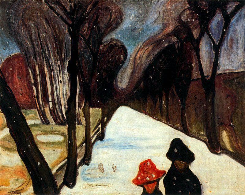Snow Falling in the Lane by Edvard Munch — hand-painted abstract oil painting reproduction on canvas