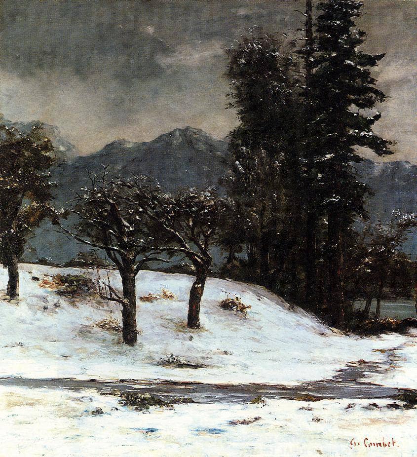 Snow by Gustave Courbet — hand-painted botanical oil painting reproduction on canvas