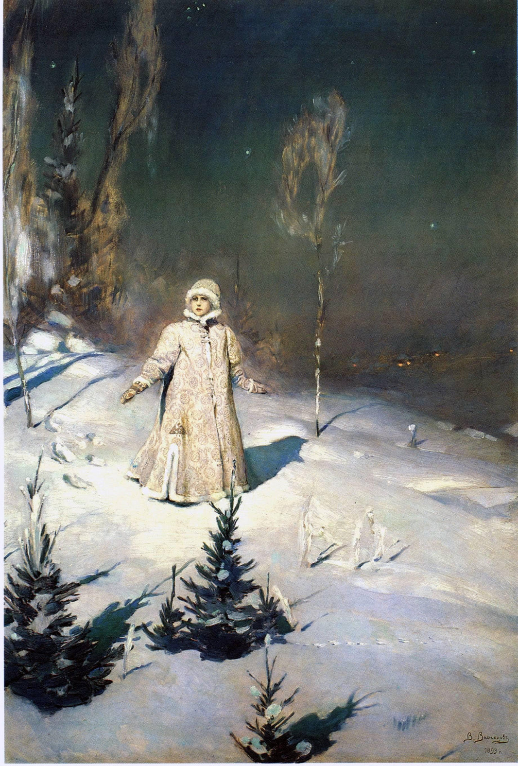 Snow Maiden by Viktor Vasnetsov — hand-painted botanical oil painting reproduction on canvas