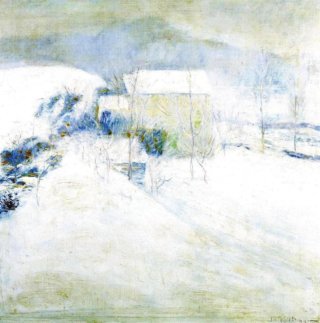 Snow Scene at Utica by John Henry Twachtman — hand-painted botanical oil painting reproduction on canvas