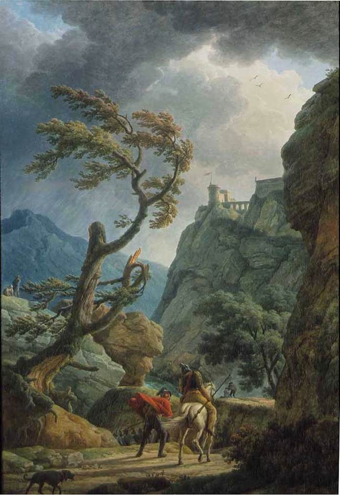 Soldiers in a Mountain Gorge, with a Storm - Claude-Joseph Vernet