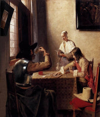Soldiers Playing Cards by Pieter de Hooch — hand-painted portrait oil painting reproduction on canvas