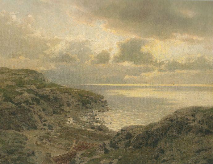 Solgangsbris by Hans Gude — hand-painted landscape oil painting reproduction on canvas