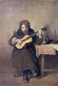 Solitary Guitarist by Vasily Perov — hand-painted portrait oil painting reproduction on canvas