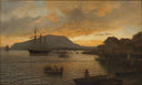 Sommernatt Ved Drøbak by Hans Gude — seascapes oil painting wall art, Romanticism