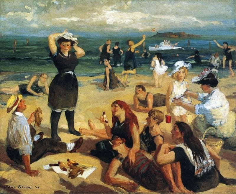 South Beach Bathers by John French Sloan — hand-painted landscape oil painting reproduction on canvas