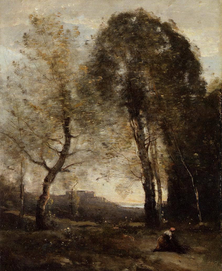 Souvenir of Italy by Camille Corot — hand-painted botanical oil painting reproduction on canvas