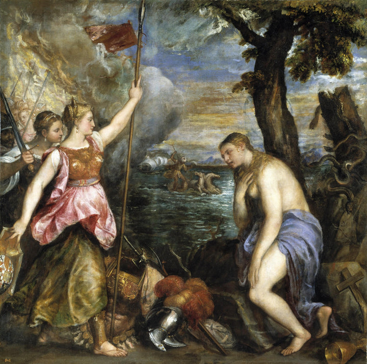 Spain Succouring Religion by Titian — hand-painted cultural oil painting reproduction on canvas